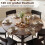 Round Dining Table with Shelf, Seats 4-6, Rustic Brown 5