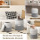 Ensemble ottoman 2 pièces en velours avec rangement, gris 5