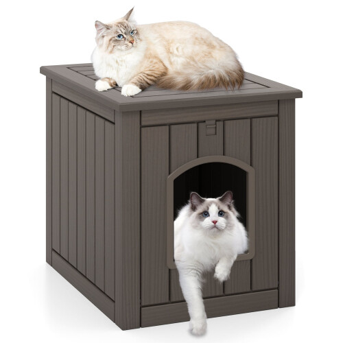 Cat Litter Box Cabinet with Folding Door, Weatherproof PP 1