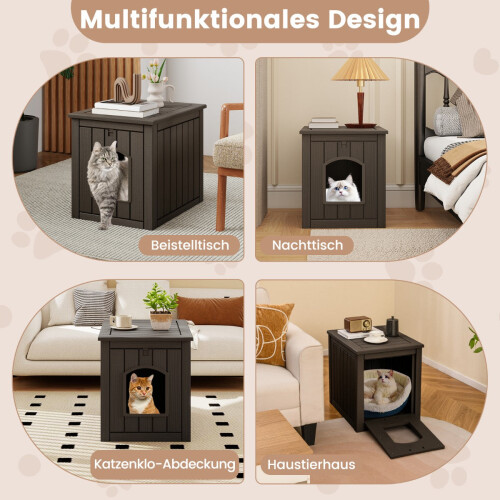 Cat Litter Box Cabinet with Folding Door, Weatherproof PP 2