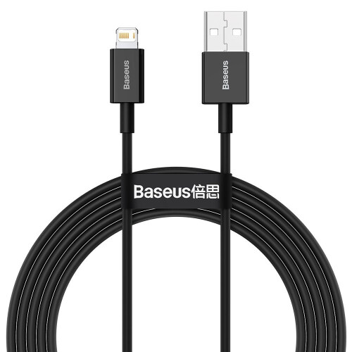 Câble USB-A vers Lightning à charge rapide supérieure Baseus, 2,4 A, 2 m - Noir