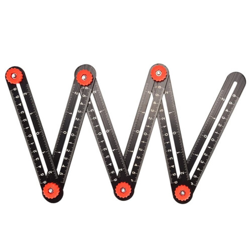Aluminum Alloy Multi-Function Folding Ruler & Carpenter'S Square with Protractor - 6-Fold Rule