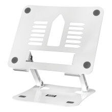 (White) Futura Laptop Stand Adjustable Foldable Aluminium Riser 11-17in Laptop