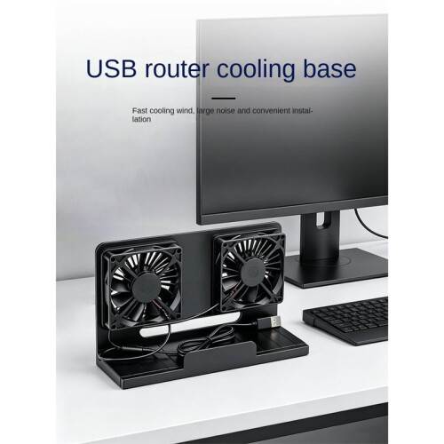 Supporto di Raffreddamento Verticale A Doppia Ventola USB 5V per Scrivania, con Base Retrattile, per Modem e Router, Colore Bianco