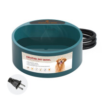 2.2L Heated Pet Water Bowl Thermostatic Dog Cat Bowl for Outdoor Winter Anti-Freeze Use Green US Plug