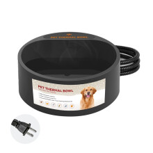 2.2L Heated Pet Water Bowl Thermostatic Dog Cat Bowl for Outdoor Winter Anti-Freeze Use Black US Plug