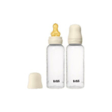 Babyflasche - BIBS - Runde Sauger - Naturkautschuk - 270 ml - Mittlerer Fluss - Elfenbein - 2er Pack