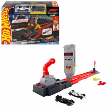 Rennbahn-Set - HOT WHEELS - Formel 1 Startgrill-Bahn - 2 Fahrzeuge 1/64 enthalten - Starter und Startlichter - Ab 3 Jahren