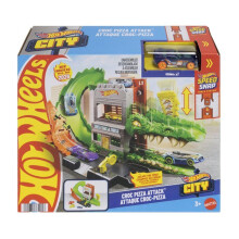 Rennstrecken-Set - HOT WHEELS - Krokodil-Attacke - Fahrzeug 1/64 enthalten - Kompatibel mit Speed Snap - Ab 3 Jahren