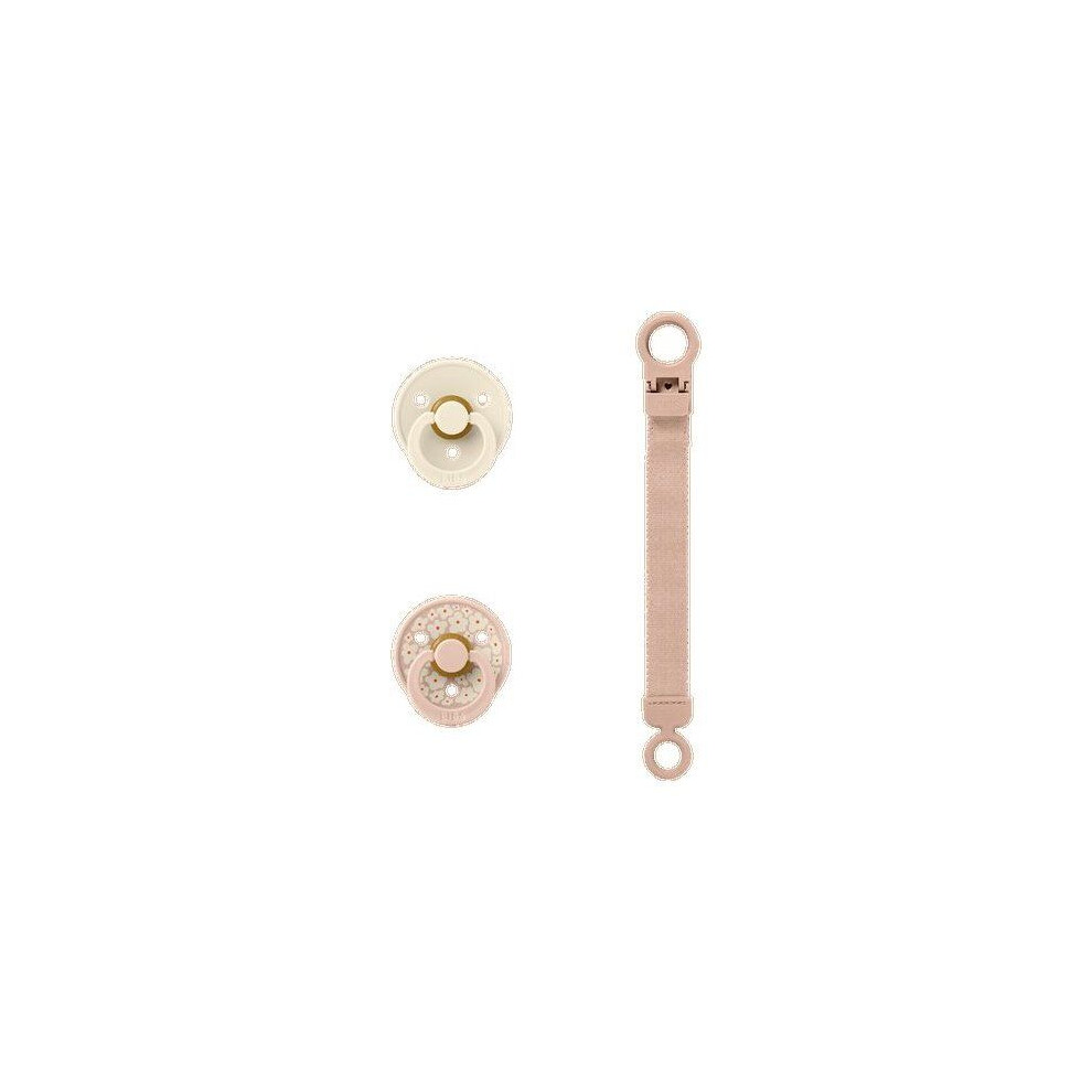 BIBS Colour Pacifier & Loop Clip Gift Set Latex Size 1, Blush - Image 3