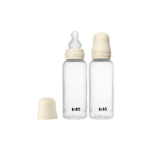 Biberon per bebé - BIBS - Beccuccio rotondo - Silicone - 270 ml - Flusso medio - Avorio - Confezione da 2