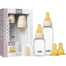 Biberon per bebé - BIBS Grow & Flow - Beccuccio rotondo - Gomma naturale - 150 ml & 270 ml - Avorio - Confezione da 2