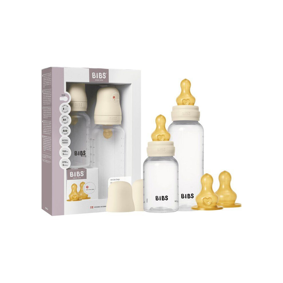 BIBS Grow and Flow Baby Bottle Round Latex Set 150 ml / 270ml, Ivory - Image 3