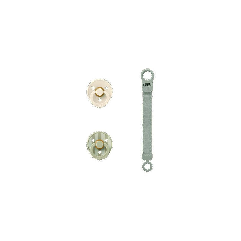 BIBS Colour Pacifier & Loop Clip Gift Set Latex Size 1, Sage - Image 3