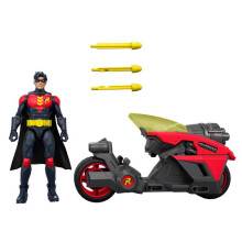 Figurine and vehicle - DC Premier - Robin 16.5 cm with Jet Bike - Triple cannon projectile launcher - From 4 years old