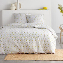 Bedding Set - 240 x 220 cm - Printed Floral Cotton White with Lemon Pattern - TODAY SUNSHINE