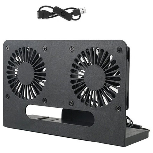 Support de Refroidissement Vertical Double Ventilateur USB 5V pour Routeur, Base Rétractable avec Câble de Commutation, pour Modem/Routeur, Noir