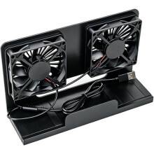 Vertical Dual Fan USB 5V Cooler Bracket Desk Router Cooling Stand with Retractable Base for Modem Router Black
