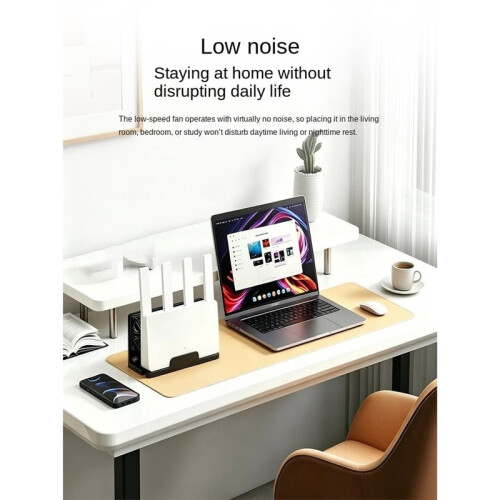 Support de Refroidissement Vertical Double Ventilateur USB 5V pour Routeur, Base Rétractable avec Câble de Commutation, Blanc