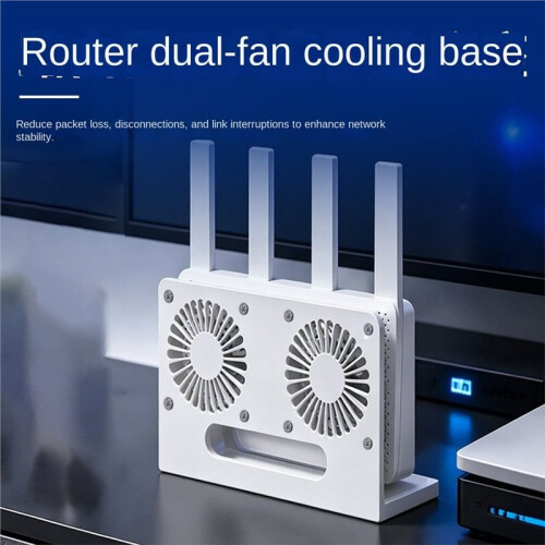 Support de Refroidissement Vertical Double Ventilateur USB 5V pour Routeur, Base Rétractable avec Câble de Commutation, Blanc 2