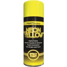 400ml PF Spray Paint Neon Yellow - Highly Visible Extra-Bright Matte Finish | Superior Coverage & Adhesion | Paint Factory Spray Paint