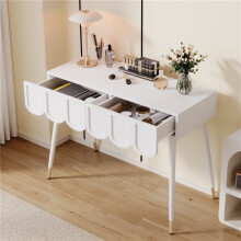 (White) White Vanity Table with 2 Drawers, 100x40x76cm