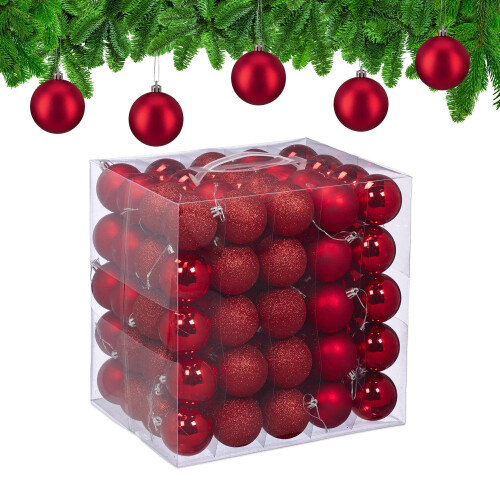 Ensemble de boules de Noël, 100 pièces, mat/brillant/pailleté 1