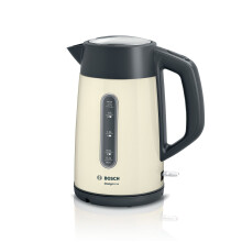 Bosch DesignLine Plus Stainless Steel Cordless Kettle,TWK4P437GB, Cream | Fast Boil, 1.7 Litres, 360 Base, Auto Shut-Off