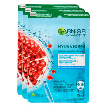 Garnier SkinActive Hydra Bomb Super Moisturising and Replenishing Fabric Face Mask with Pomegranate and Hyaluronic Acid - 3 Packs