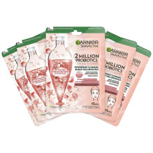 Garnier SkinActive 2 Million Probiotics Repairing Cloth Mask, Face Mask Against Dry, Dull and Matte Skin, for More Glow and More Moisture, Pack of 5