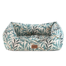 Rosewood x Morris & Co. Willow Boughs Box Bed for Dogs, Medium Dog Bed, Ivory/Green, Padded Sides, Non-Slip Base, Washable