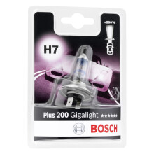Bosch H7 (499) Plus 200 Gigalight Halogen Headlight Bulb, 12 V 55 W | 200% more Light - Socket Type PX26d - 1 Replacement Car Light Bulb