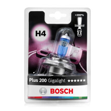 Bosch H7 (499) Plus 200 Gigalight Halogen Headlight Bulb, 12 V 55 W | 200% more Light - Socket Type P43t - 1 Replacement Car Light Bulb
