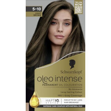 Schwarzkopf Oleo Intense 5-10 Light Brown Permanent Hair Dye, Ammonia-Free Hair Colour, Up to 100% Grey Coverage