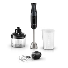 Bosch ErgoMaster Series 4 Hand Blender, MSM4B624GB, Black | Pressure Controlled Speed, 3 in 1 Hand Blender, Double Whisk/Mini Chopper/Beaker