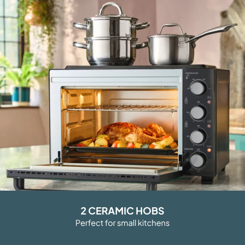 Cooks Professional Cooks Professional 34L Mini Oven with 2 Ceramic Hobs | Black / Silver 2