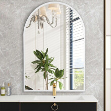 Arched Wall Mirror Bathroom Mirror Brushed Metal Vanity Wall Mounted Mirror for LivingRoom Bedroom Entryway Room Home Decor White 30 x 40CM