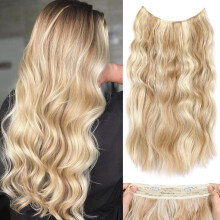 Invisible Wire Hair Extensions with Adjustable Transparent Wire, 20 Inch Synthetic Halos Hair Extension