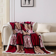 Gracelife Sherpa Fleece Throw Blanket, Soft and Cozy Twin, Warm Checkered Oversized Reversible Plaid Fleece Blanket for All Seasons, Red - 150 * 200cm