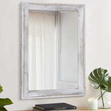 AAZZKANG Mirrors for Wall Rustic Wood Framed Mirror Large 65x45cm Decorative Farmhouse Bedroom Bathroom Hanging Mirror Wall Decor Rectangle