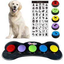 Set of 5 Color Dog Buttons with Rubber Mat for Communication,Voice Recording Button,Dog Talking Buttons,Pet Buttons,Dog Training & Behavior Aids,Dog