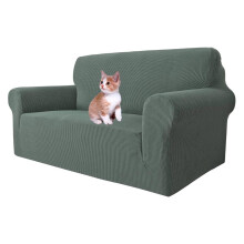 MAXIJIN Super Stretch Couch Cover for 2 Seater Couch, 1-Piece Universal Love Seat Covers Jacquard Spandex Sofa Protector Dogs Pet Friendly Fitted