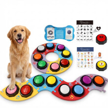 8 dog buttons, pet buttons for communication, recordable buttons, includes 4 pads, 50 training stickers