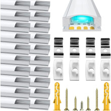 LED Aluminum Channel U Shape, 20 Pack LED Strip Diffuser 3.3ft/1Meter LED Profile with Milky White Cover