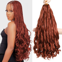 8 Packs Curly Braiding Hair Crochet Braids Hair Extensions for Crochet Braiding (350#, 22 inch)