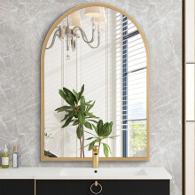 Arched Mirrors for Wall, Brushed Metal Frame Mirror, Arch Bathroom Vanity Mirror for Living Room Bedroom Mantel Entryway Hallways Home Decor Aluminum