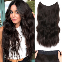 Invisible Wire Hair Extensions with Adjustable Transparent Wire, 20 Inch Synthetic Halos Hair Extension with 5 Adjustable Sizes