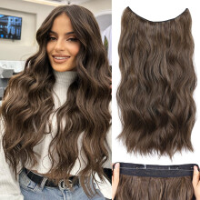 Invisible Wire Hair Extensions with Adjustable Transparent Wire, Secret Wire Hair Extensions with 2 Secure Clips
