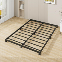 8cm Low Double Floor Bed frame, Heavy Duty Metal Platform Bed Black | Sturdy Steel Slat Support, Noise Free, No Box Spring Needed, Easy Assembly