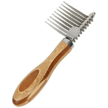 Pet Dematting Comb with Bamboo Handle, Dog Cat Grooming Brush for Removing Mats, Knots, Tangles & Loose Fur